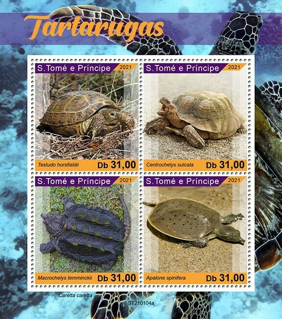 Sao Tome & Principe Turtles Stamps 2021 MNH Snapping Turtle Reptiles 4v M/S