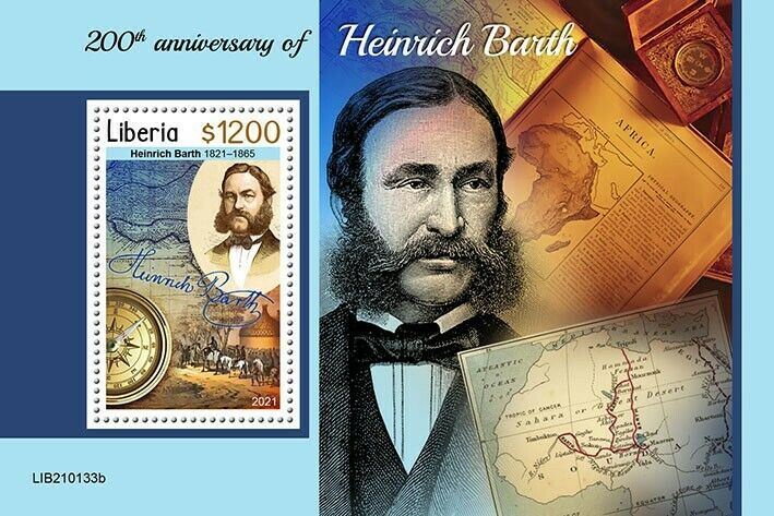 Liberia People Stamps 2021 MNH Heinrich Barth German Explorer Exploration 1v S/S