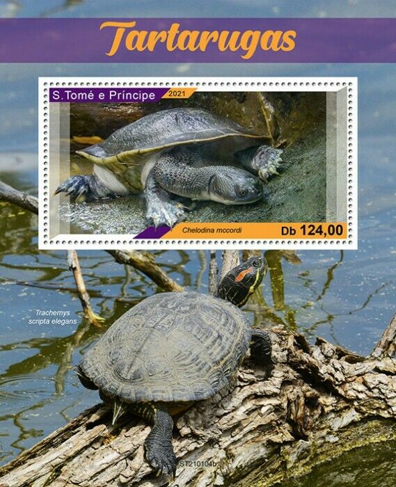 Sao Tome & Principe Turtles Stamps 2021 MNH Snake-Necked Turtle Reptiles 1v S/S
