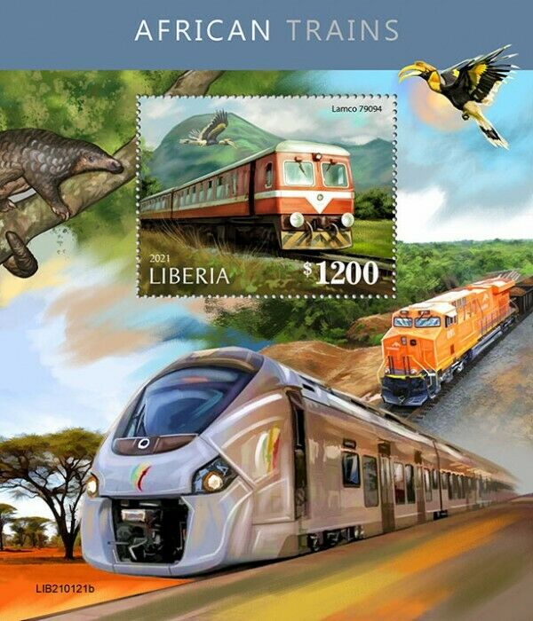 Liberia Trains Stamps 2021 MNH African Trains Lamco 79094 Railways Rail 1v S/S