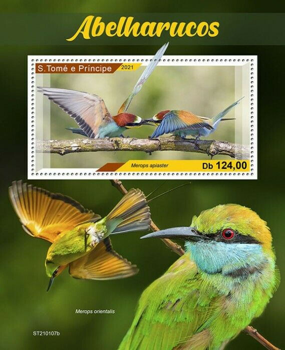 Sao Tome & Principe Birds on Stamps 2021 MNH Bee-Eaters European Bee-Eater 1v SS