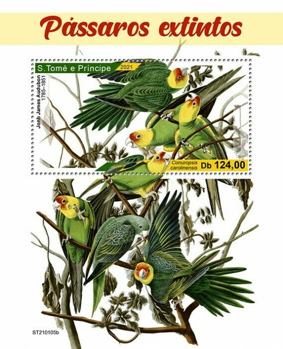 Sao Tome & Principe Extinct Birds Stamps 2021 MNH John James Audubon Art 1v S/S