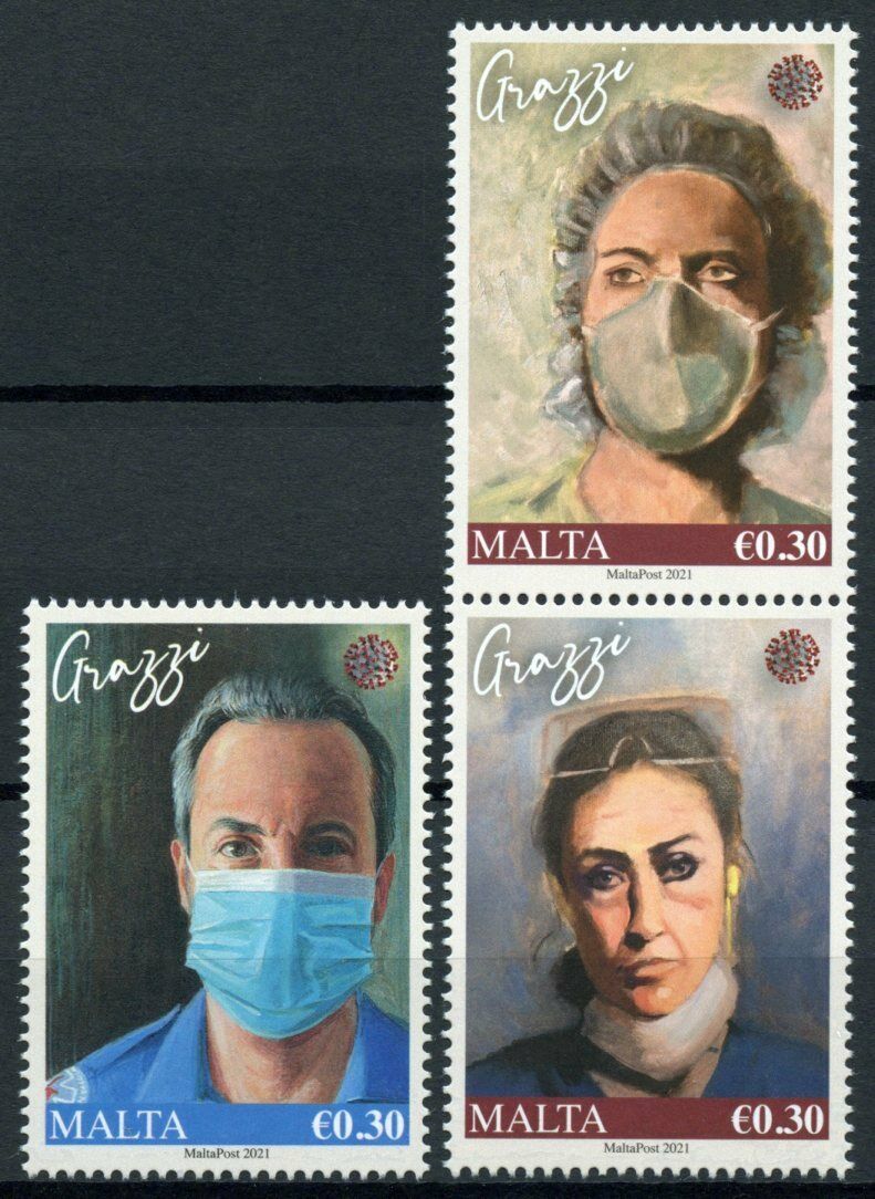 Malta Medical Stamps 2021 MNH Healthcare Heroes Corona Frontline Workers 3v Set