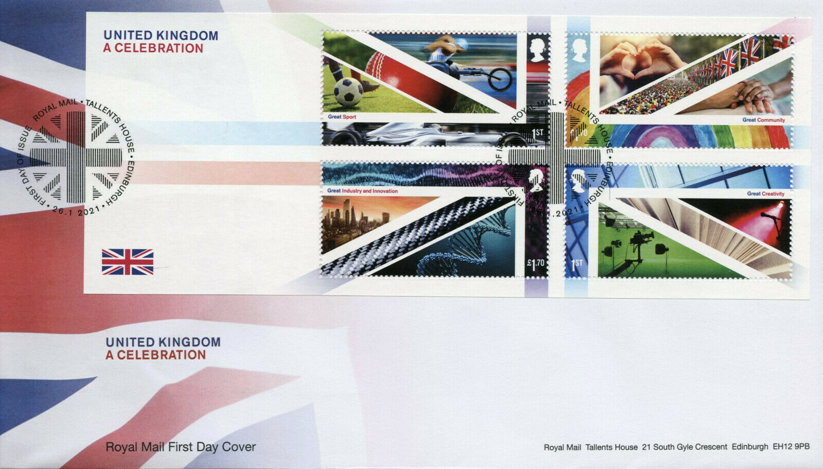 GB Cultures Stamps 2021 FDC United Kingdom A Celebration Sport Science 4v M/S