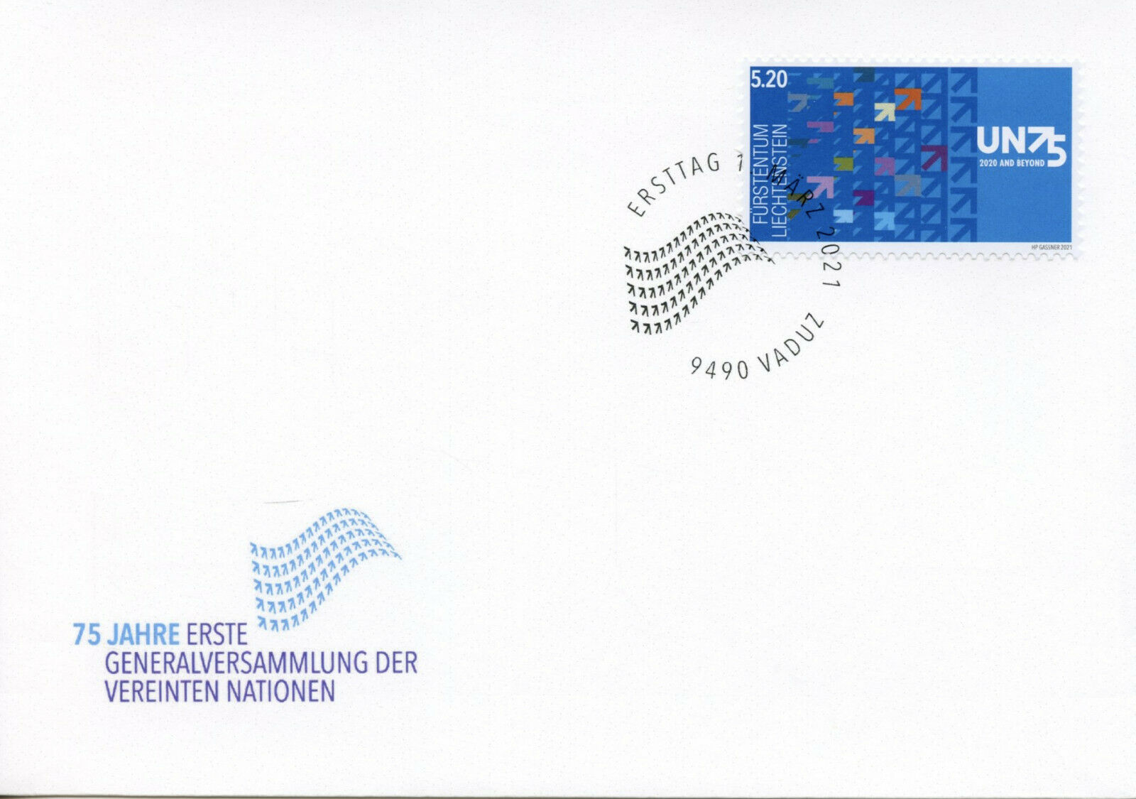 Liechtenstein UN Stamps 2021 FDC 1st General Assembly United Nations UN75 1v Set