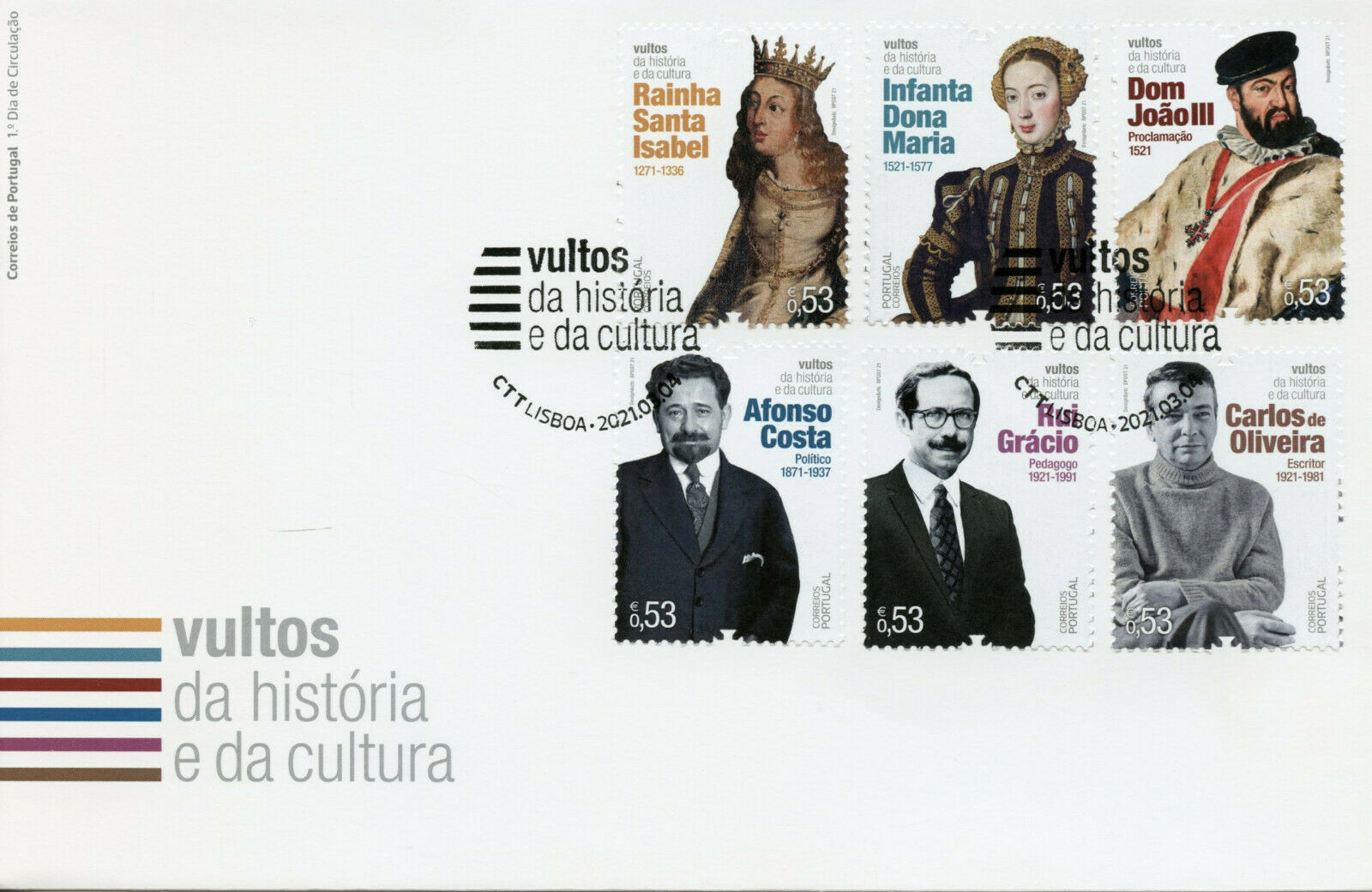 Portugal People Stamps 2021 FDC Major Figures of History & Culture 6v Set