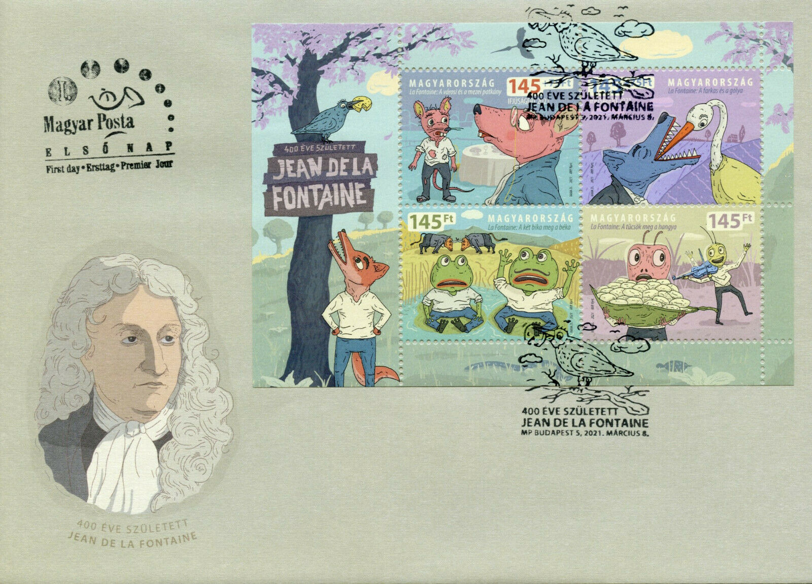 Hungary Literature Stamps 2021 FDC For Youth Jean de la Fontaine Fables 4v M/S