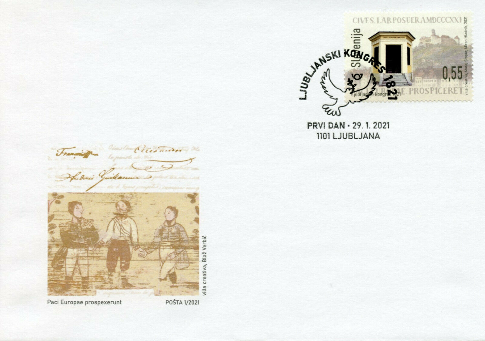 Slovenia Historical Events Stamps 2021 FDC Congress of Laibach 200 Years 1v Set
