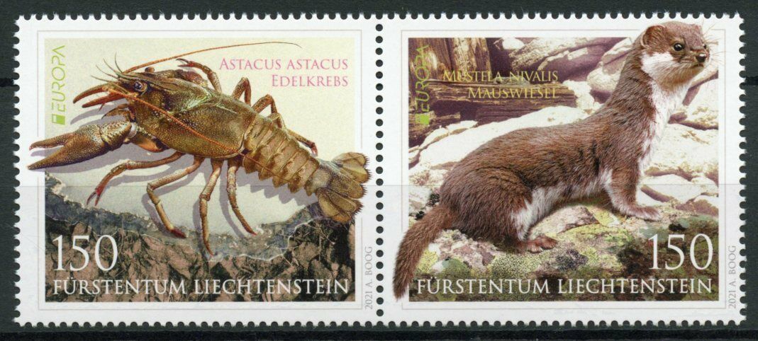 Liechtenstein Europa Stamps 2021 MNH Endangered Natl Wildlife Weasels 2v Set