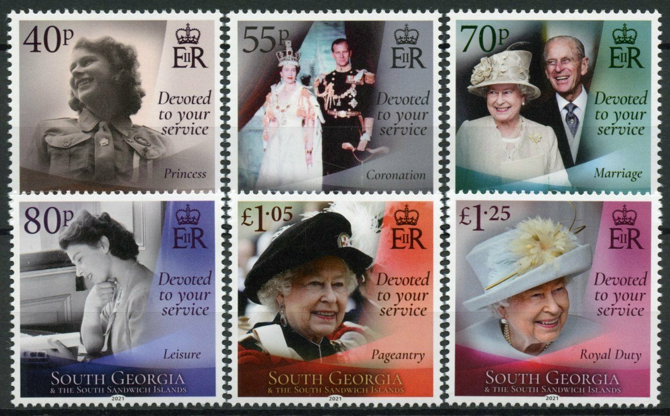 South Georgia & S Sandwich Isl Royalty Stamps 2021 MNH Queen Elizabeth II 6v Set