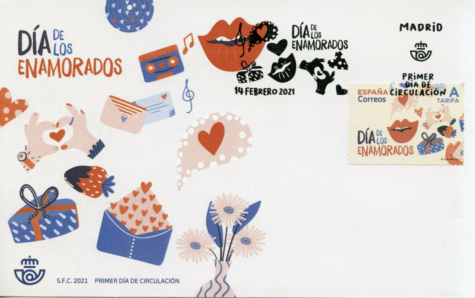 Spain Greetings Stamps 2021 FDC Valentine's Day Cultures & Traditions 1v S/A Set