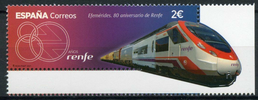Spain High-Speed Trains Stamps 2021 MNH RENFE 80th Anniv Railways Rail 1v Set