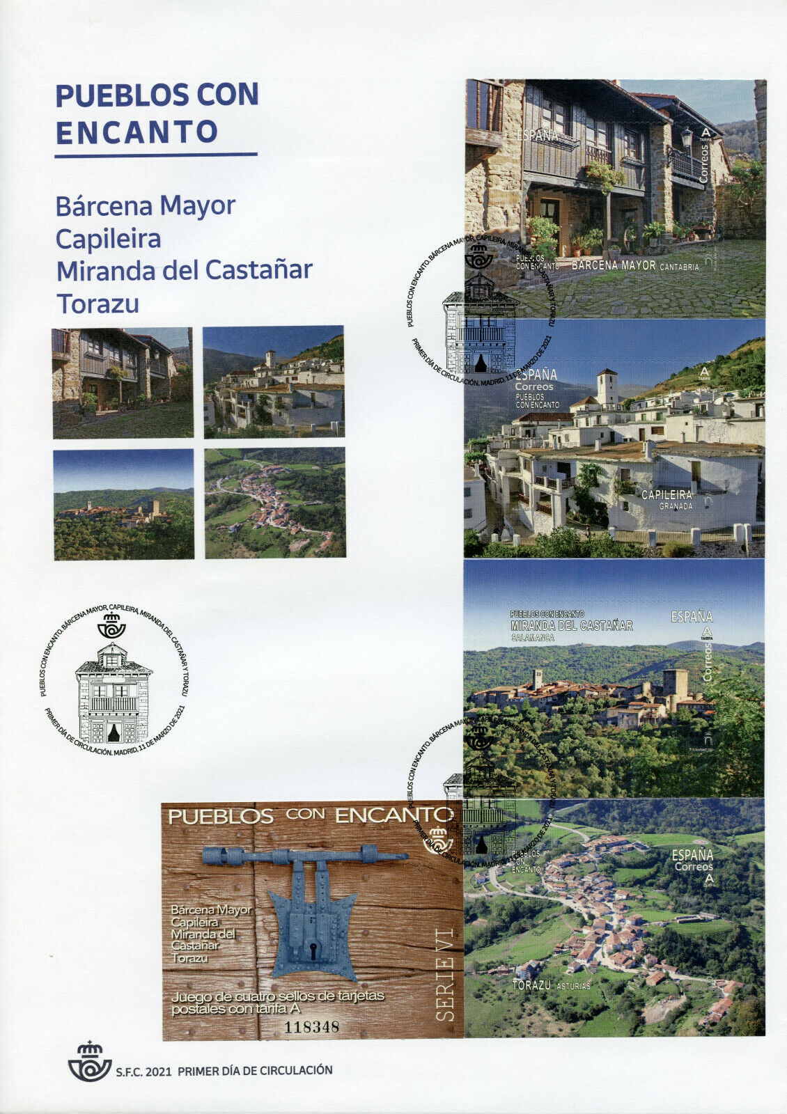 Spain Tourism Stamps 2021 FDC Charming Towns Landscapes 4v S/A Booklet