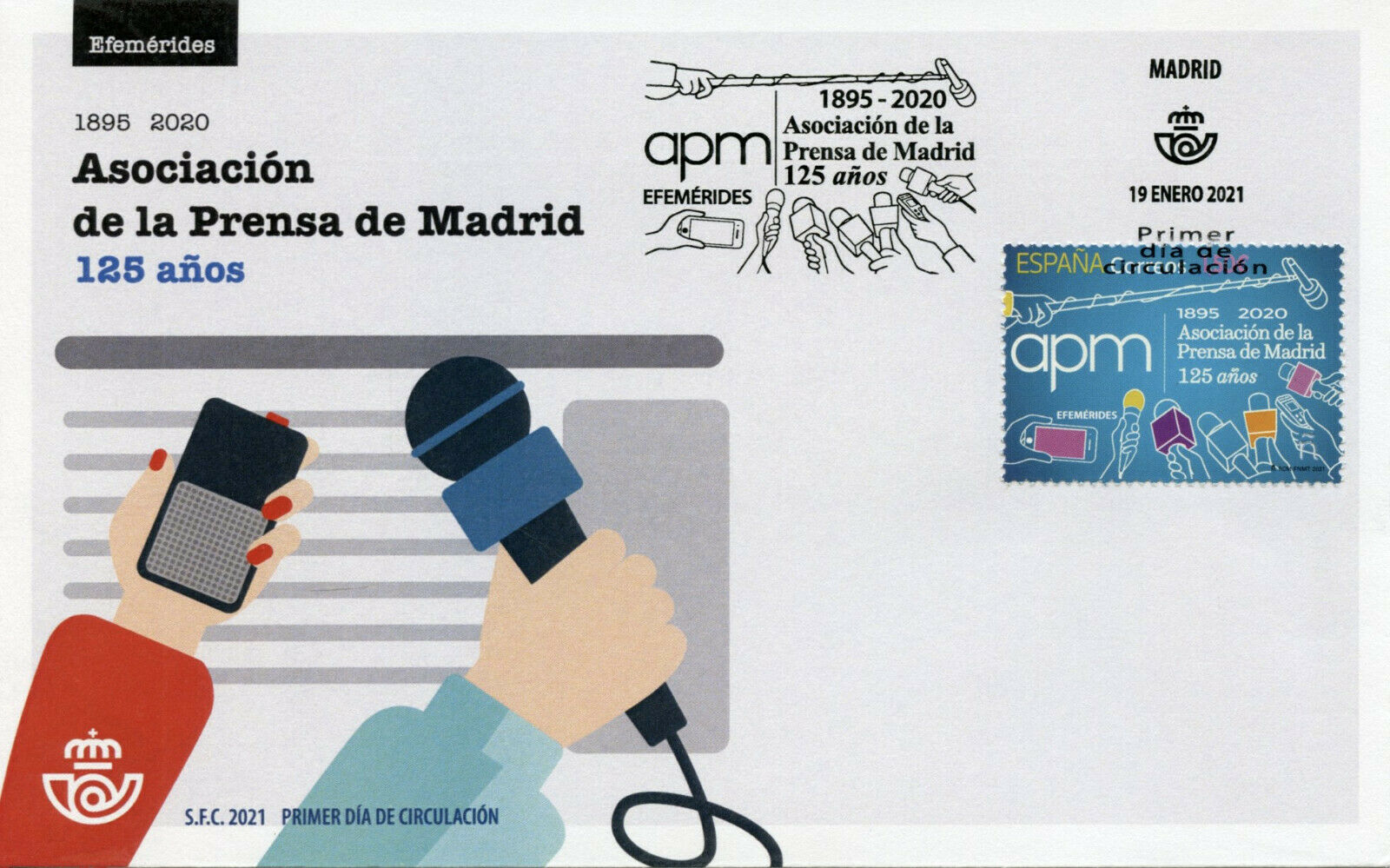 Spain Stamps 2021 FDC Madrid Press Association 125 Years Media 1v Set