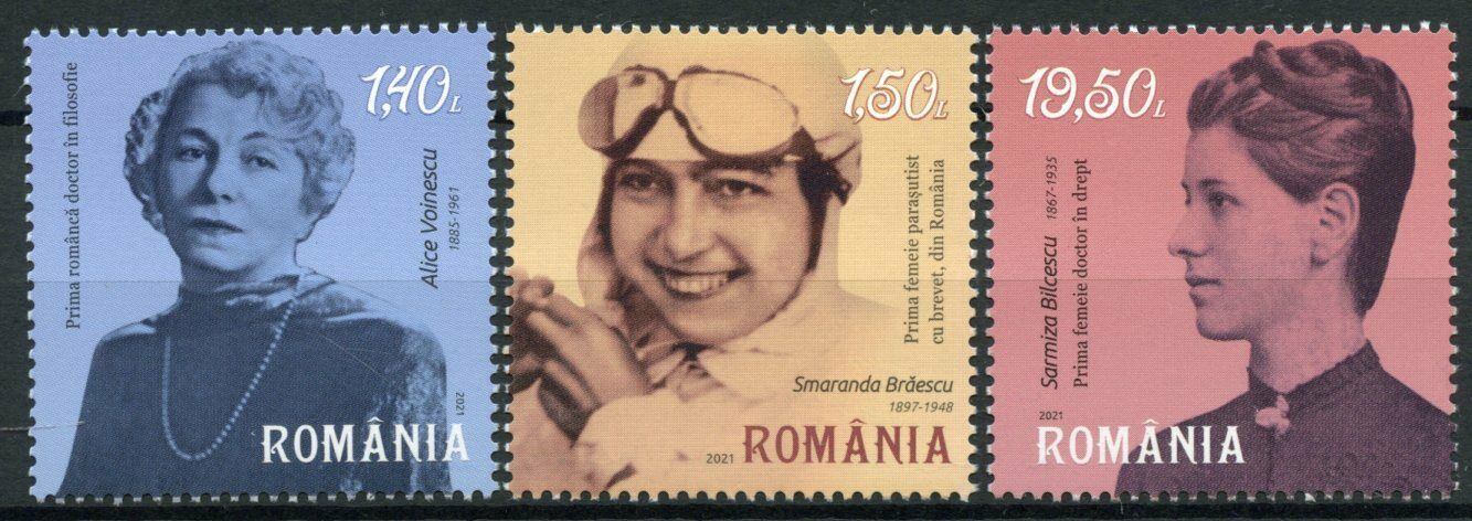 Romania People Stamps 2021 MNH Famous Women Alice Voinescu Aviation 3v Set