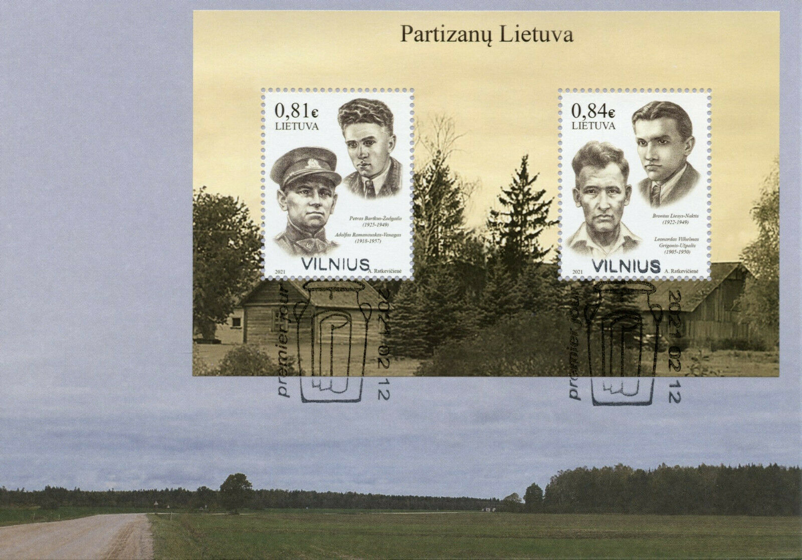 Lithuania Stamps 2021 FDC Lithuanian Partisans Anti-Soviet Resistance 2v M/S