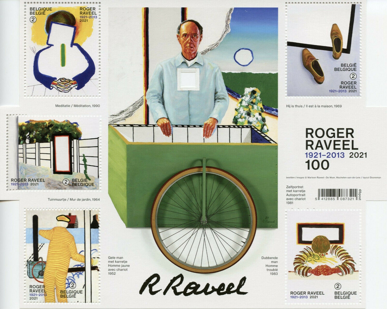 Belgium Art Stamps 2021 MNH Roger Raveel Belgian Painter Paintings 5v M/S