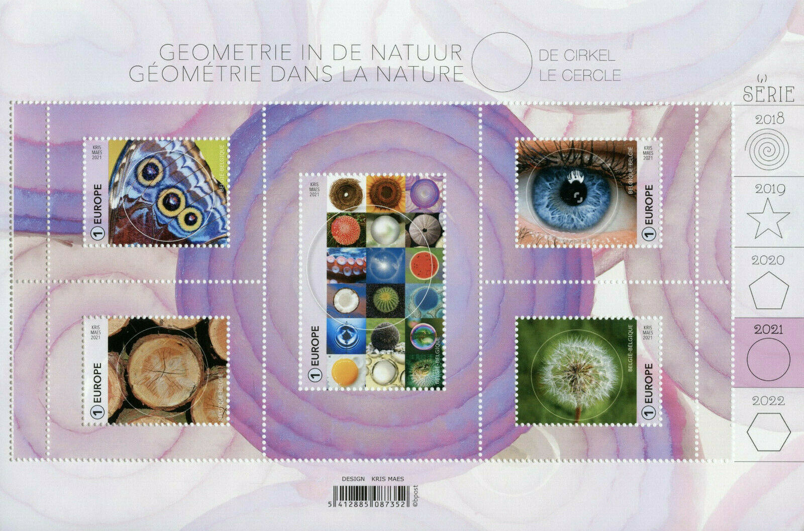Belgium Science Stamps 2021 MNH Geometry in Nature The Circle Patterns 5v M/S