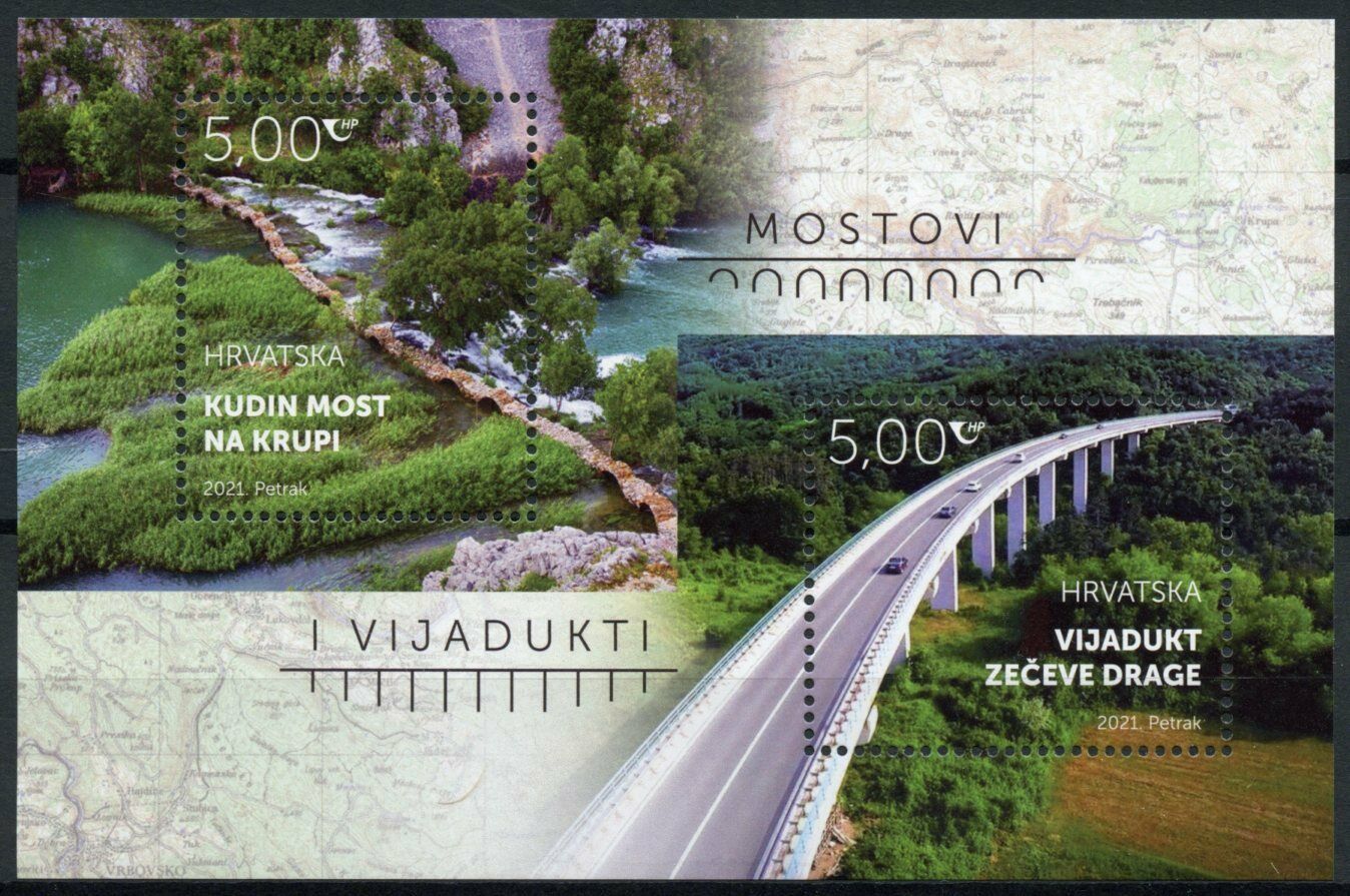 Croatia Architecture Stamps 2021 MNH Bridges & Viaducts Kude's Bridge 2v M/S