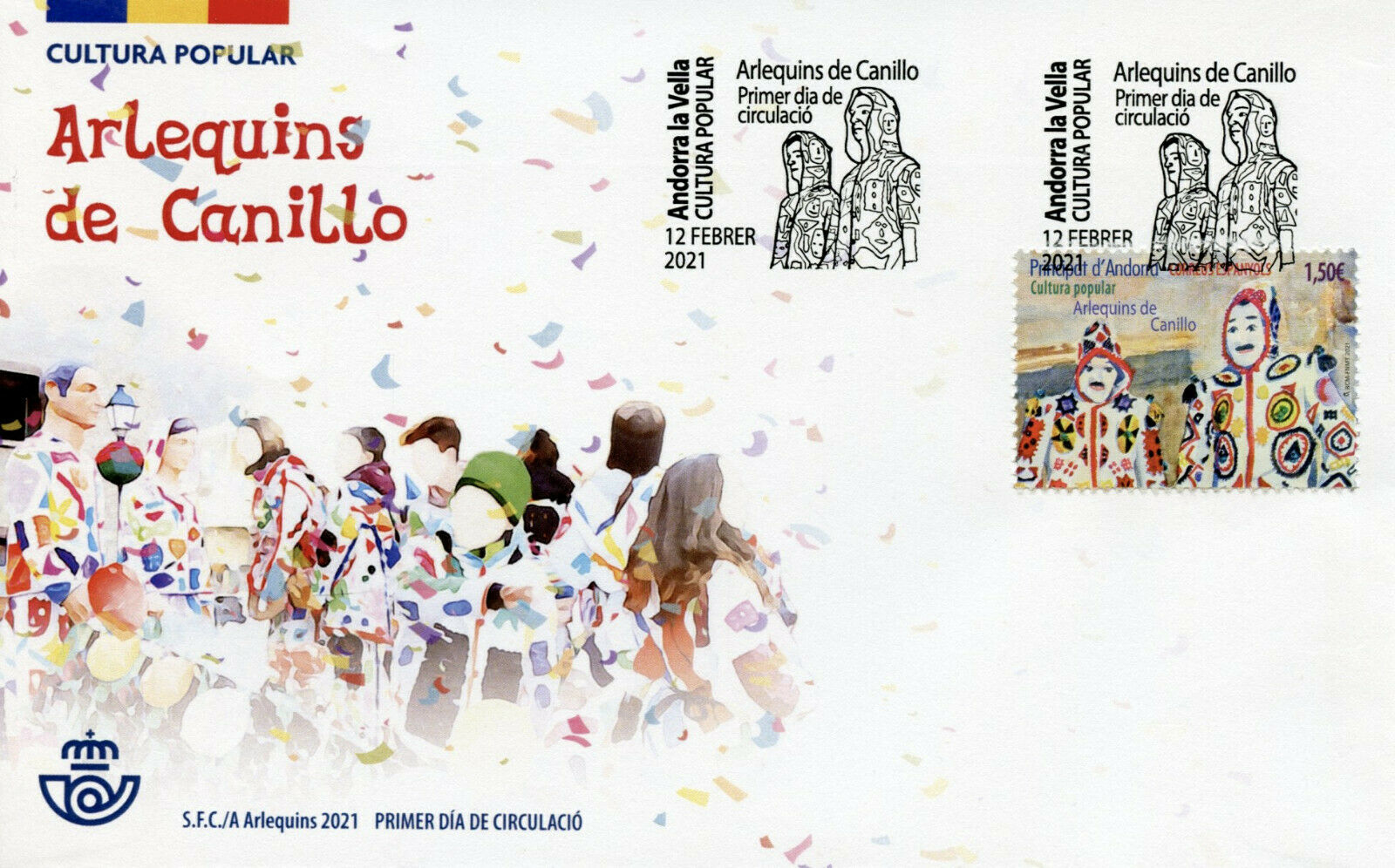 Spanish Andorra Cultures Stamps 2021 FDC Harlequins of Canillo Carnival 1v Set