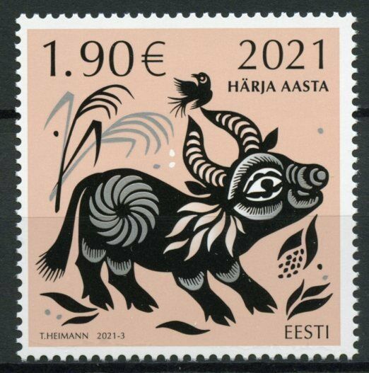 Estonia Year of Ox Stamps 2021 MNH Chinese Lunar New Year 1v Set