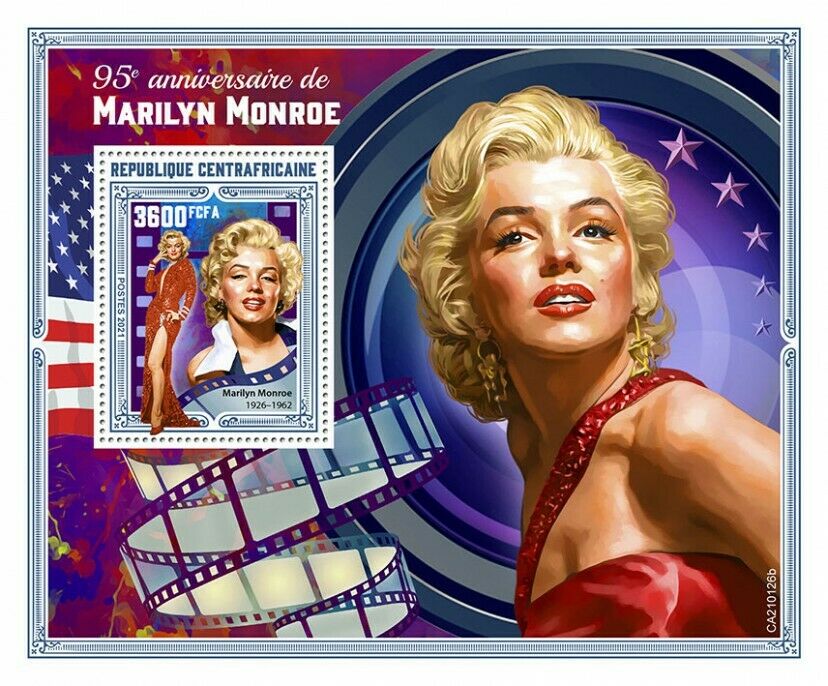 Central African Rep Marilyn Monroe Stamps 2020 MNH People Celebrities 1v S/S
