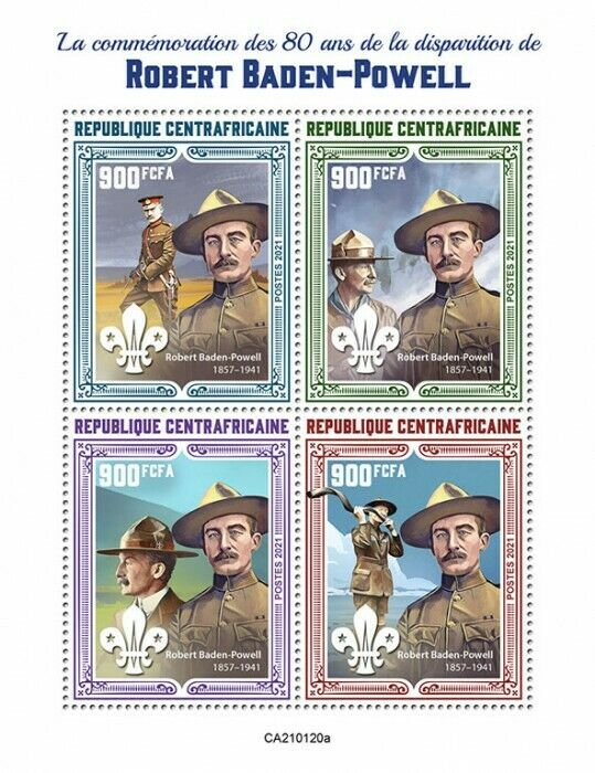 Central African Rep 2021 MNH Scouting Stamps Robert Baden-Powell Scouts 4v M/S