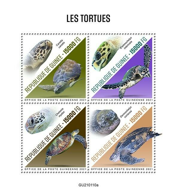 Guinea Turtles Stamps 2021 MNH Loggerhead Green Sea Turtle Reptiles 4v M/S