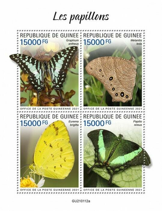 Guinea Butterflies Stamps 2021 MNH Swallowtail Swordtail Butterfly 4v M/S