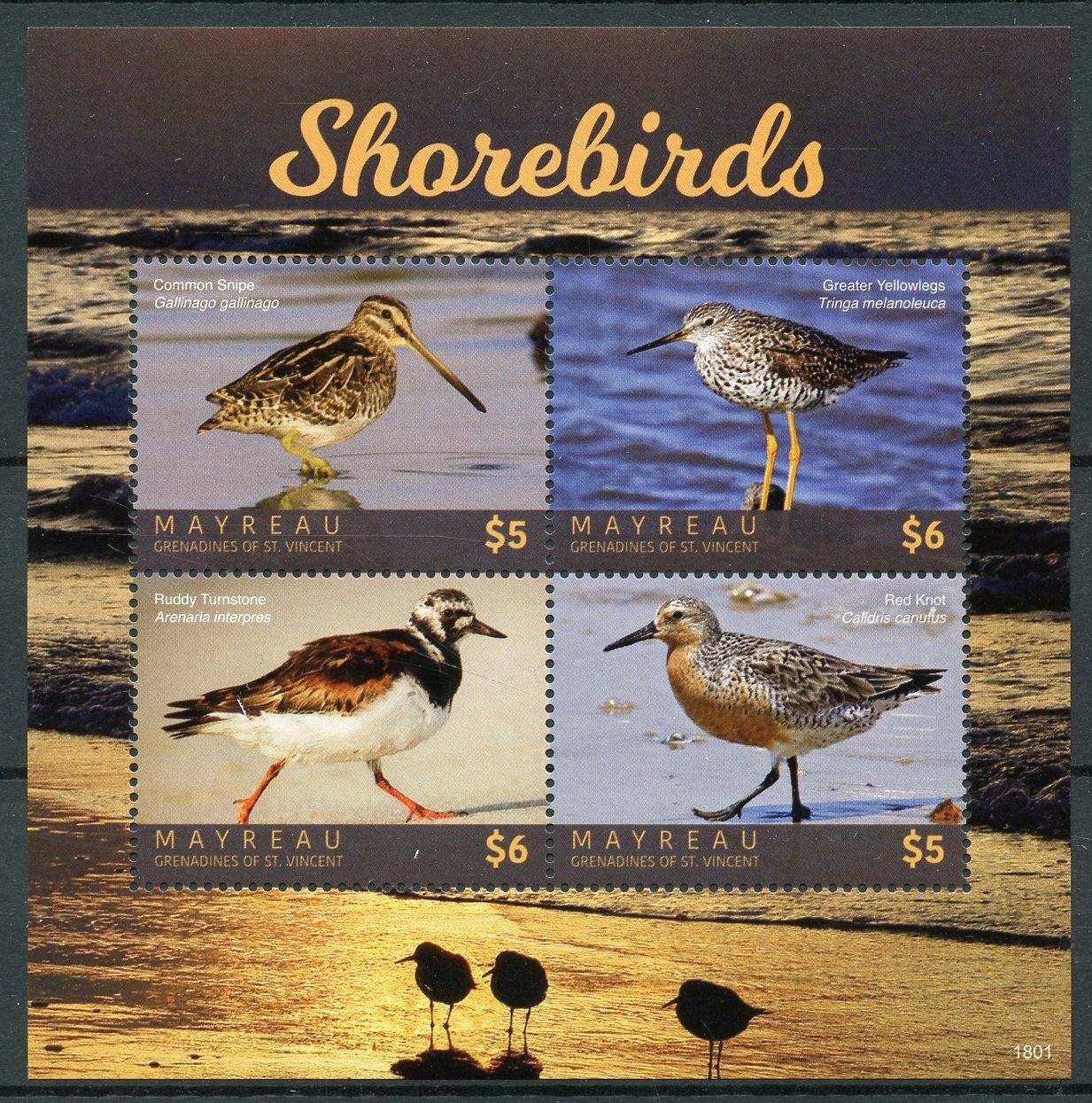 Mayreau Gren St Vincent 2018 MNH Birds on Stamps Shorebirds Waders 4v M/S
