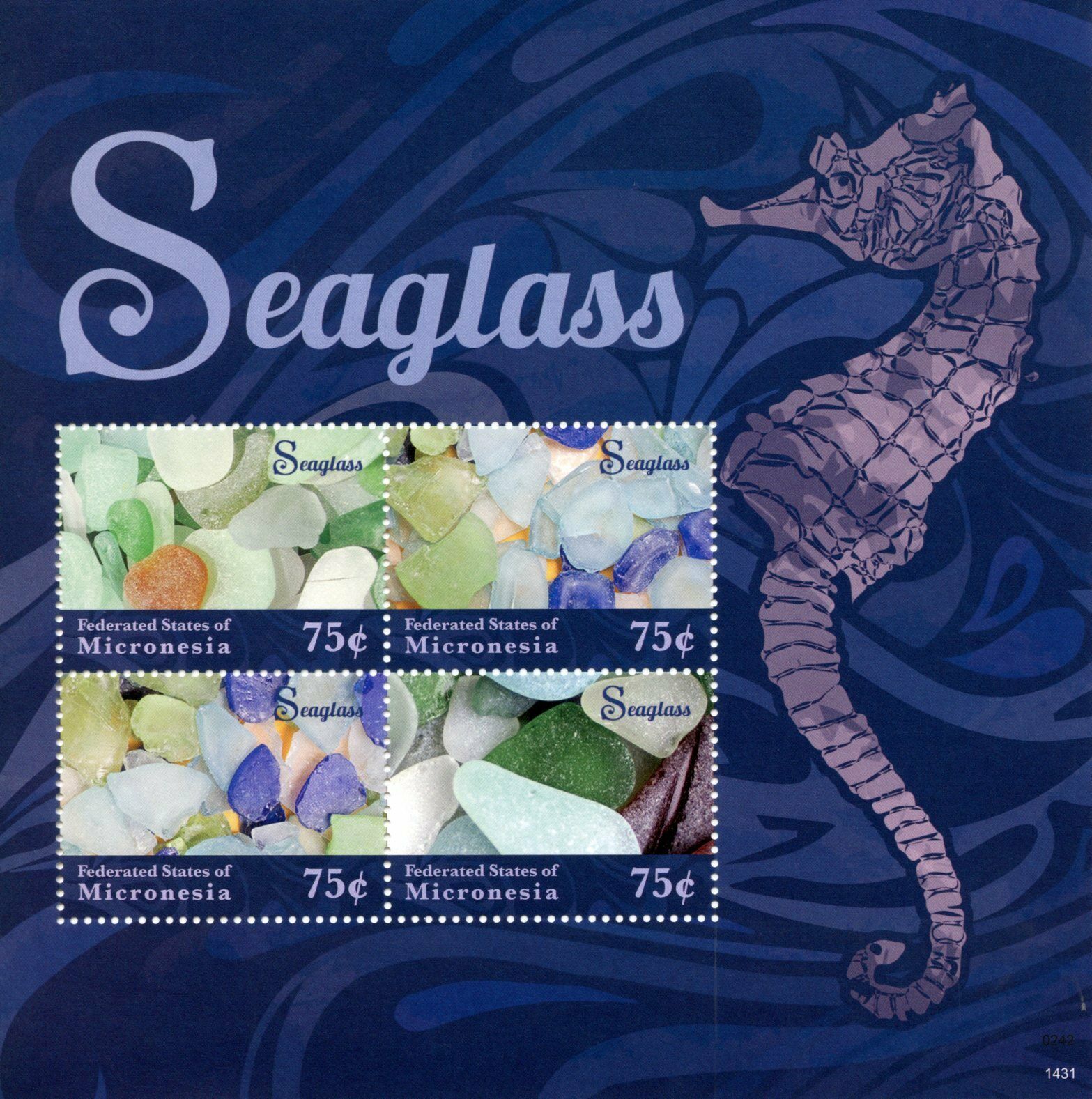Micronesia Marine Stamps 2014 MNH Seaglass Sea Glass Seahorses 4v M/S I