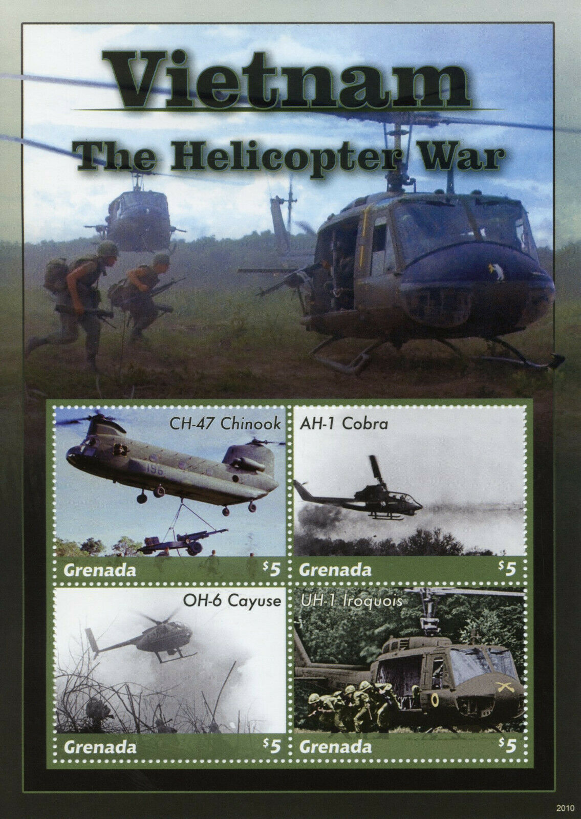 Grenada 2020 MNH Military Stamps Vietnam War Helicopters Chinook Cobra 4v M/S II