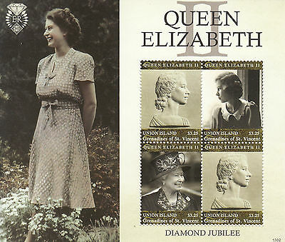 Union Island Gren St Vincent 2013 MNH Royalty Stamps Queen Elizabeth II Diamond Jubilee 4v M/S