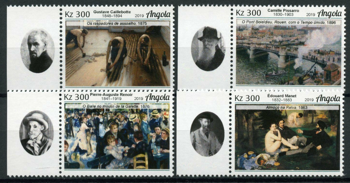 Angola Art Stamps 2019 MNH Impressionism Paintings Manet Renoir Pissarro 4v Set