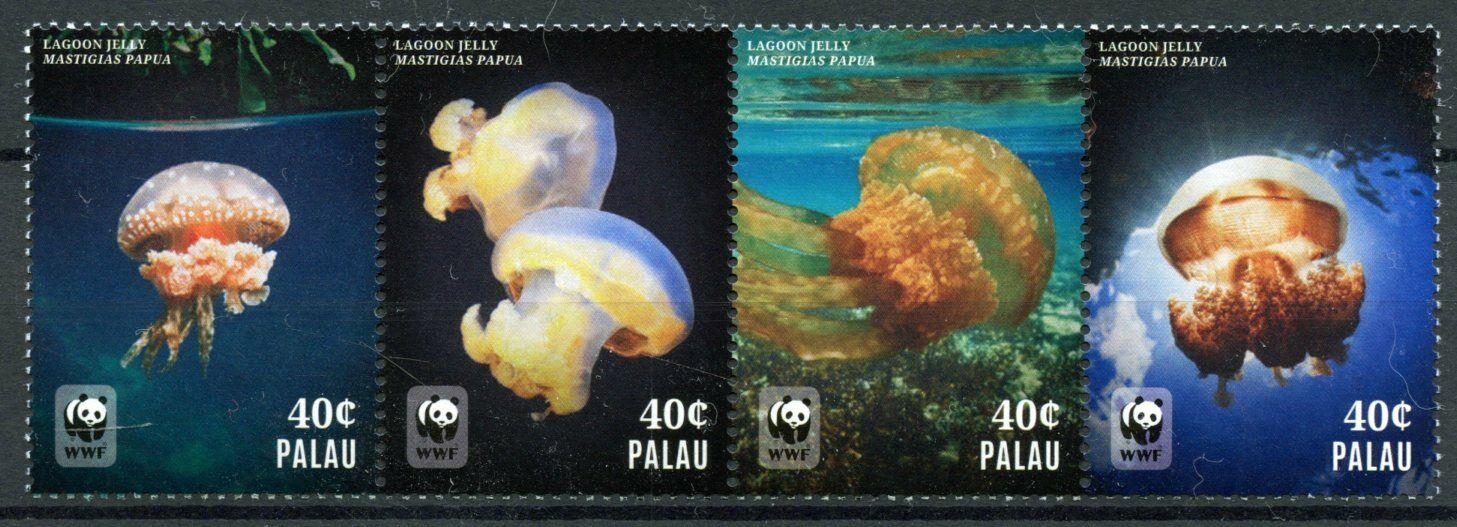 Palau Marine Animals Stamps 2014 MNH Lagoon Jelly WWF Jellyfish 4v Strip