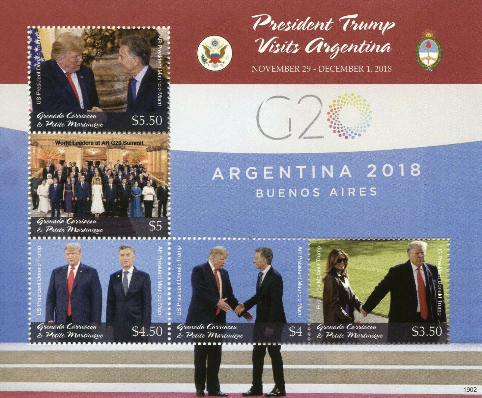 Grenadines Grenada Donald Trump Stamps 2019 MNH Argentina US Presidents 5v M/S