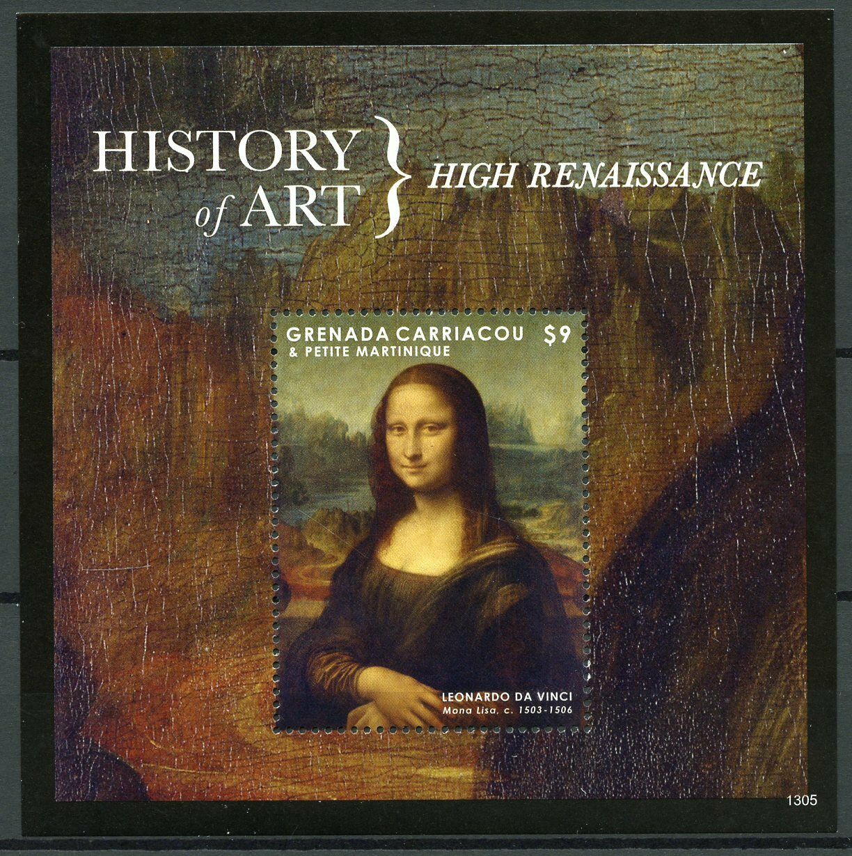 Grenada Grenadines 2013 MNH Art Stamps Renaissance Mona Lisa Da Vinci 1v S/S