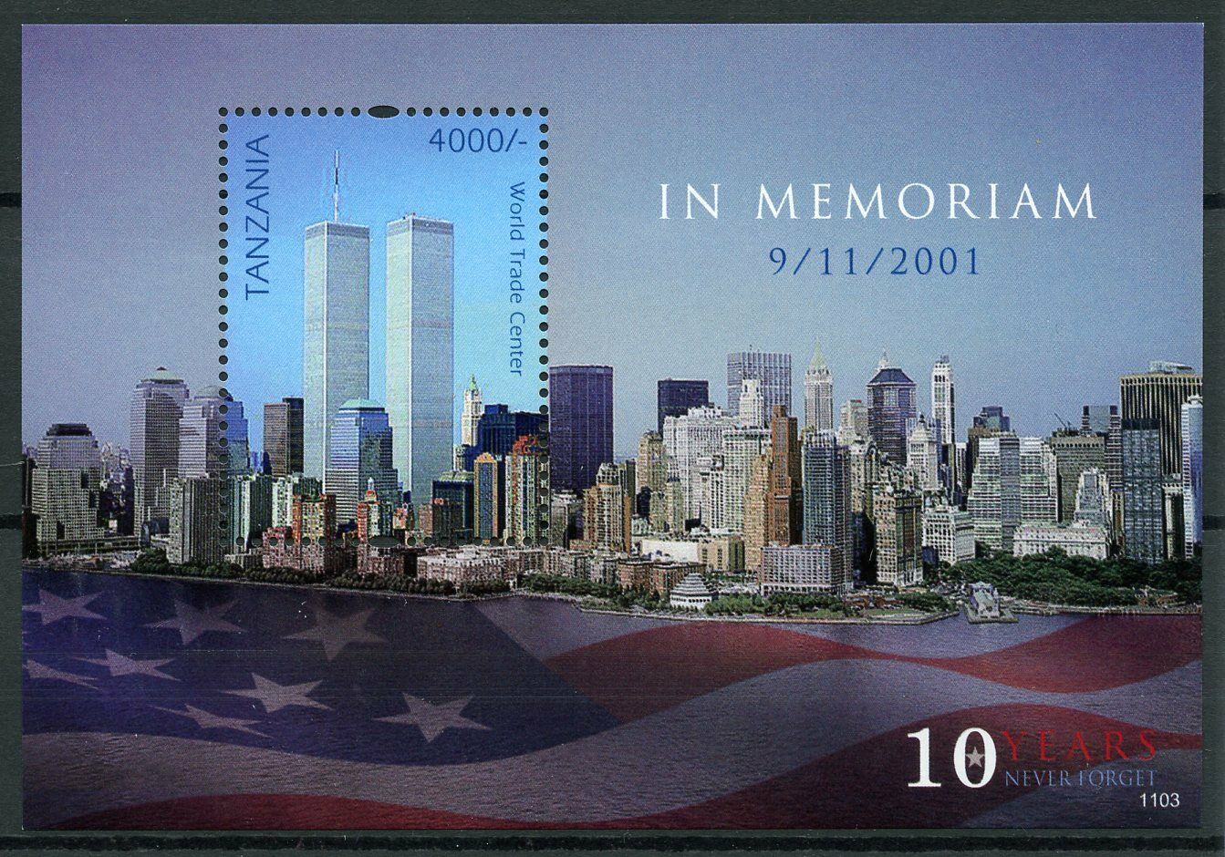 Tanzania 2011 MNH Architecture Stamps September 11th Memorial WTC Skyscrapers 1v S/S