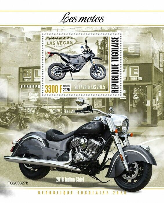 Togo 2020 MNH Motorcycles Stamps Motos Zero FXS ZF6.5 Indian Chief 1v S/S