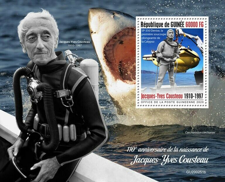 Guinea People Stamps 2020 MNH Jacques-Yves Cousteau Diving Nautical 1v S/S
