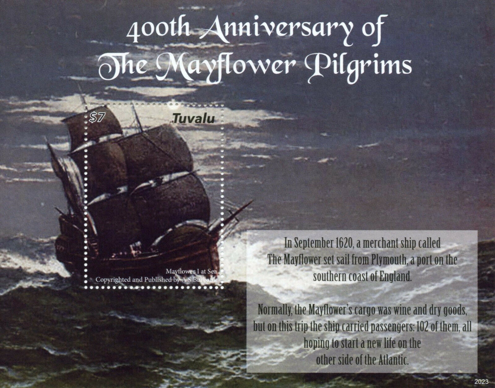 Tuvalu 2020 MNH Ships Stamps Mayflower Pilgrims Compact Art Exploration 1v S/S