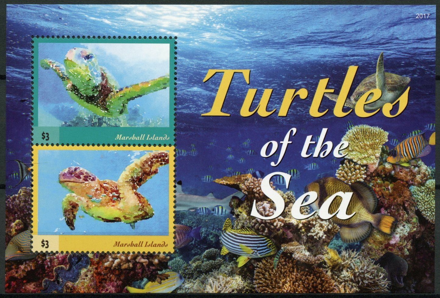 Marshall Islands Reptiles Stamps 2020 MNH Sea Turtles Marine Animals 2v S/S