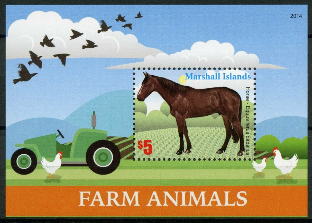 Marshall Islands Farm Animals Stamps 2020 MNH Horses Tractors Chickens 1v S/S