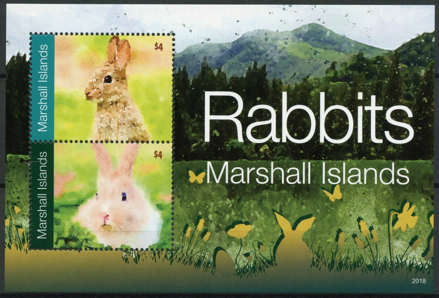 Marshall Islands Domestic Animals 2020 MNH Rabbits Rabbit 2v S/S