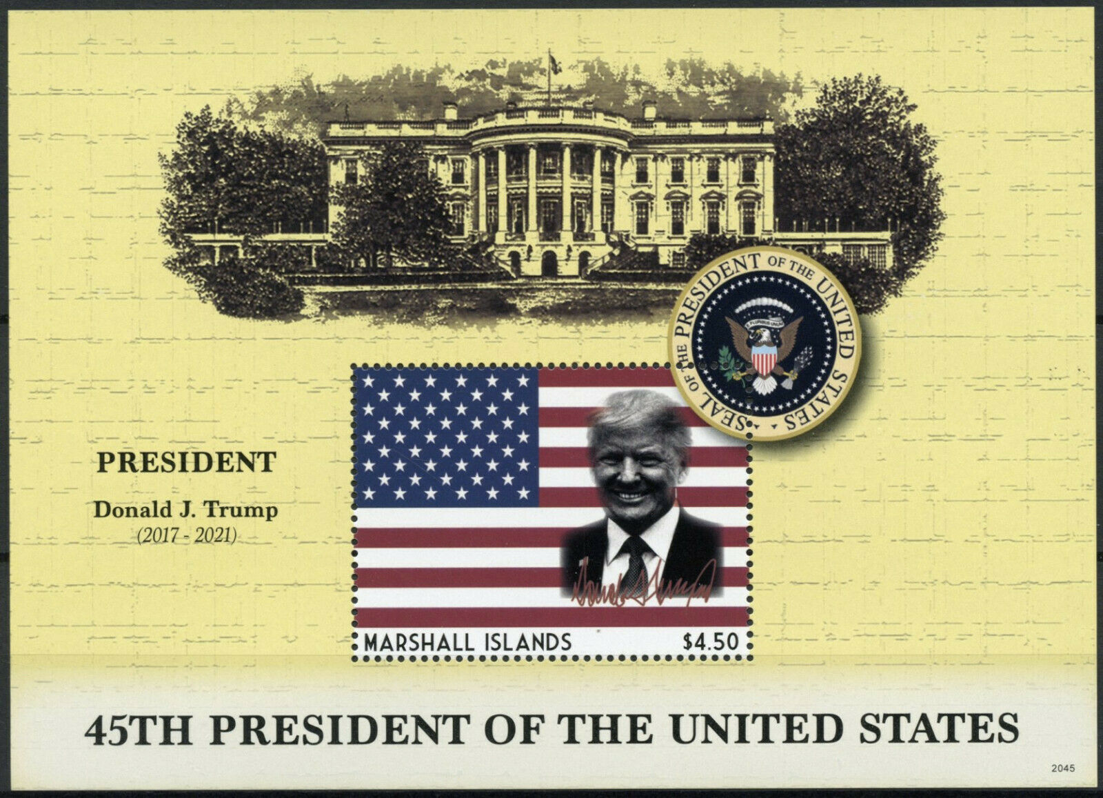 Marshall Islands Donald Trump Stamps 2020 MNH 45th US Presidents People 1v Large S/S