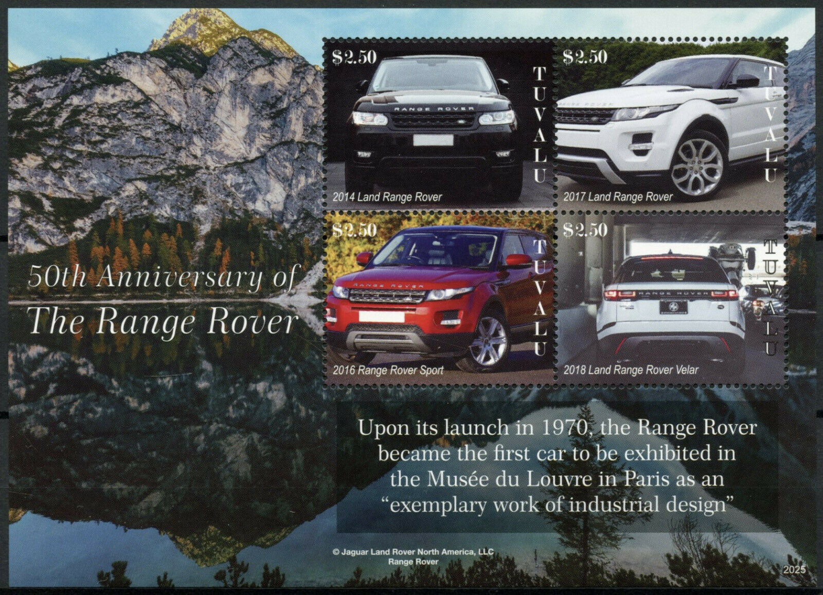 Tuvalu Cars Stamps 2020 MNH Land Range Rover Sport Velar Transport 4v M/S