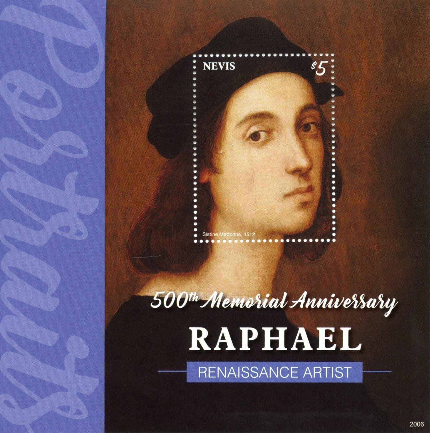 Nevis Art Stamps 2020 MNH Raphael Portraints Renaissance Paintings 1v S/S