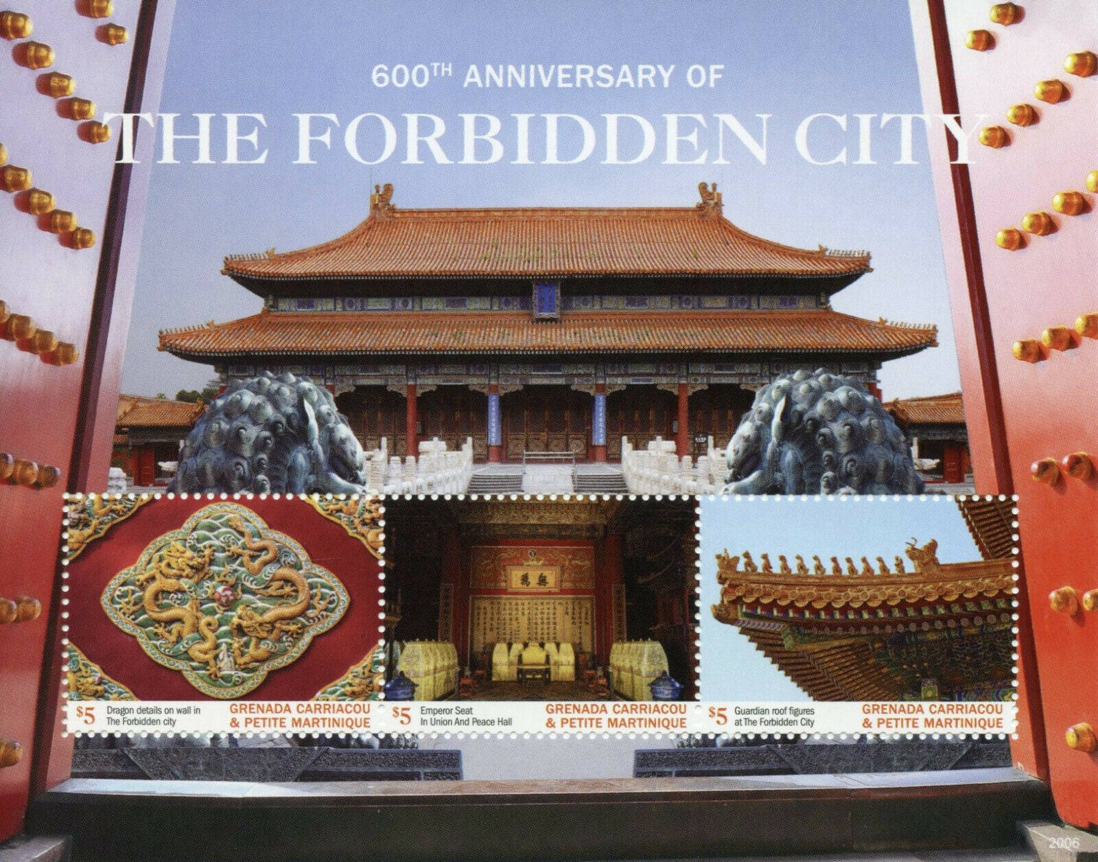 Grenadines Grenada Architecture Stamps 2020 MNH Forbidden City Art 3v M/S