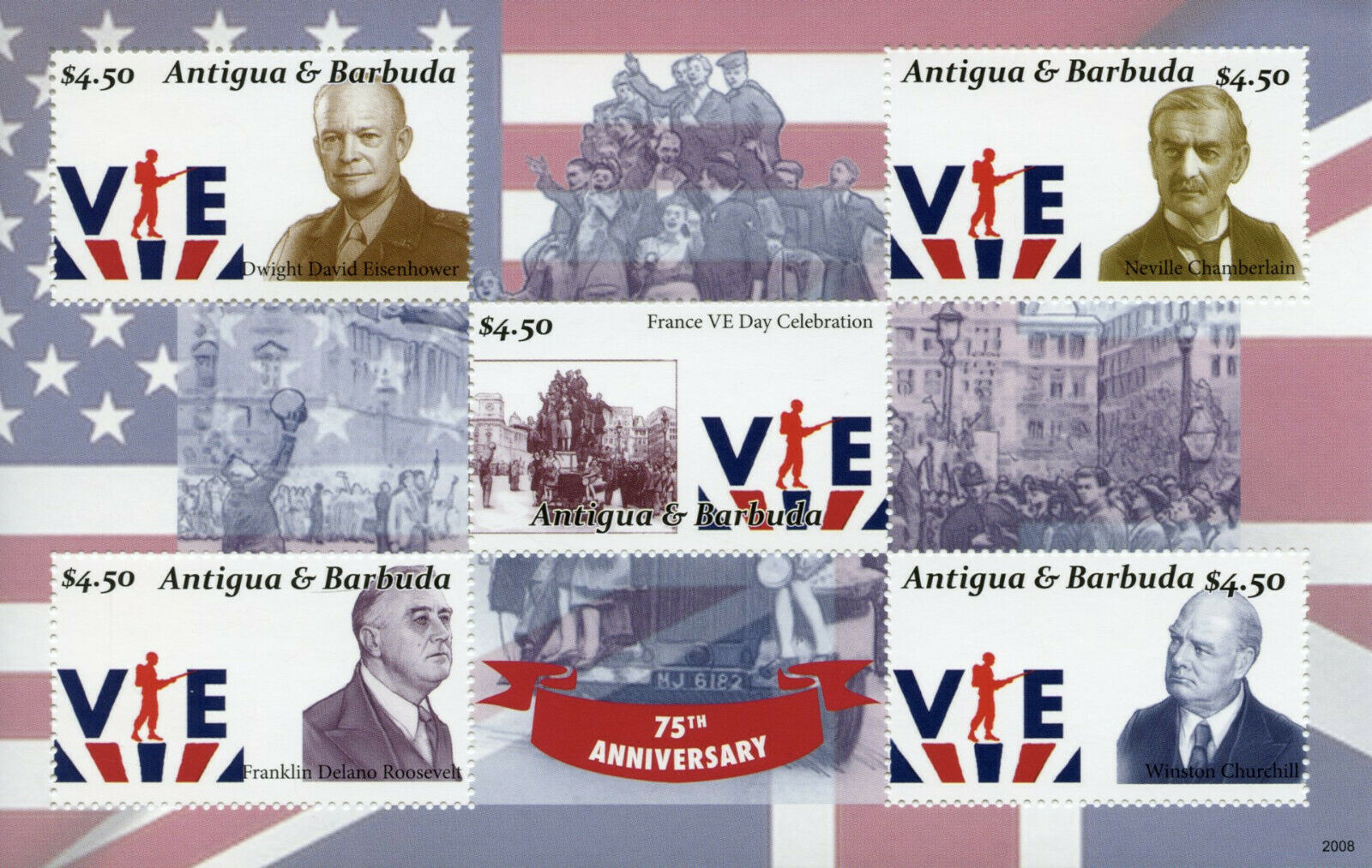 Antigua & Barbuda Military Stamps 2020 MNH WWII WW2 VE Day Churchill 5v M/S