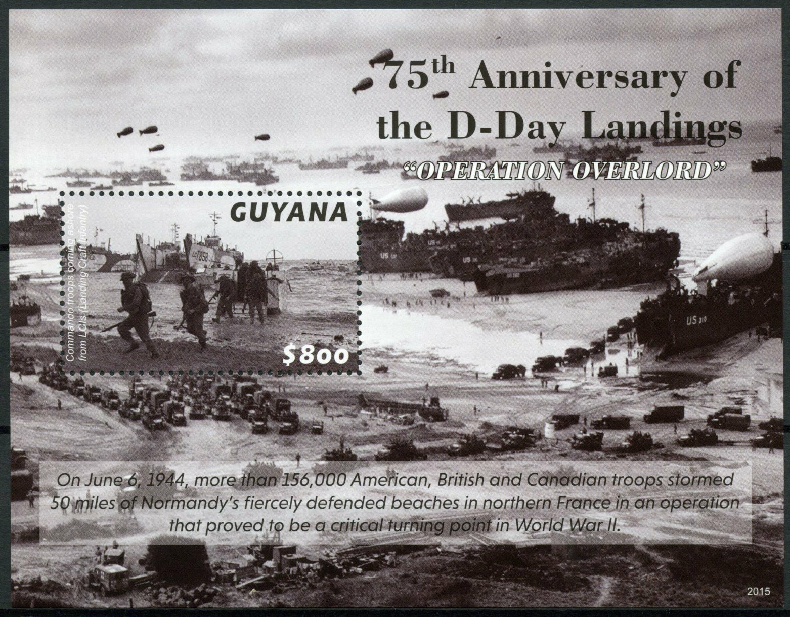 Guyana Military Stamps 2020 MNH WWII WW2 D-Day 75 Normandy Invasion Ships 1v S/S